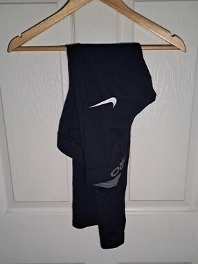 Nike Kids Black Athletic Leggings with White Swoosh